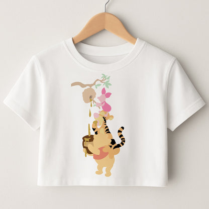 Bouncing Tiger , Piglet , Yellow Bear Crop Top