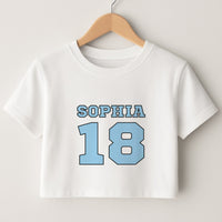 Light Blue - Personalised Football Crop Top