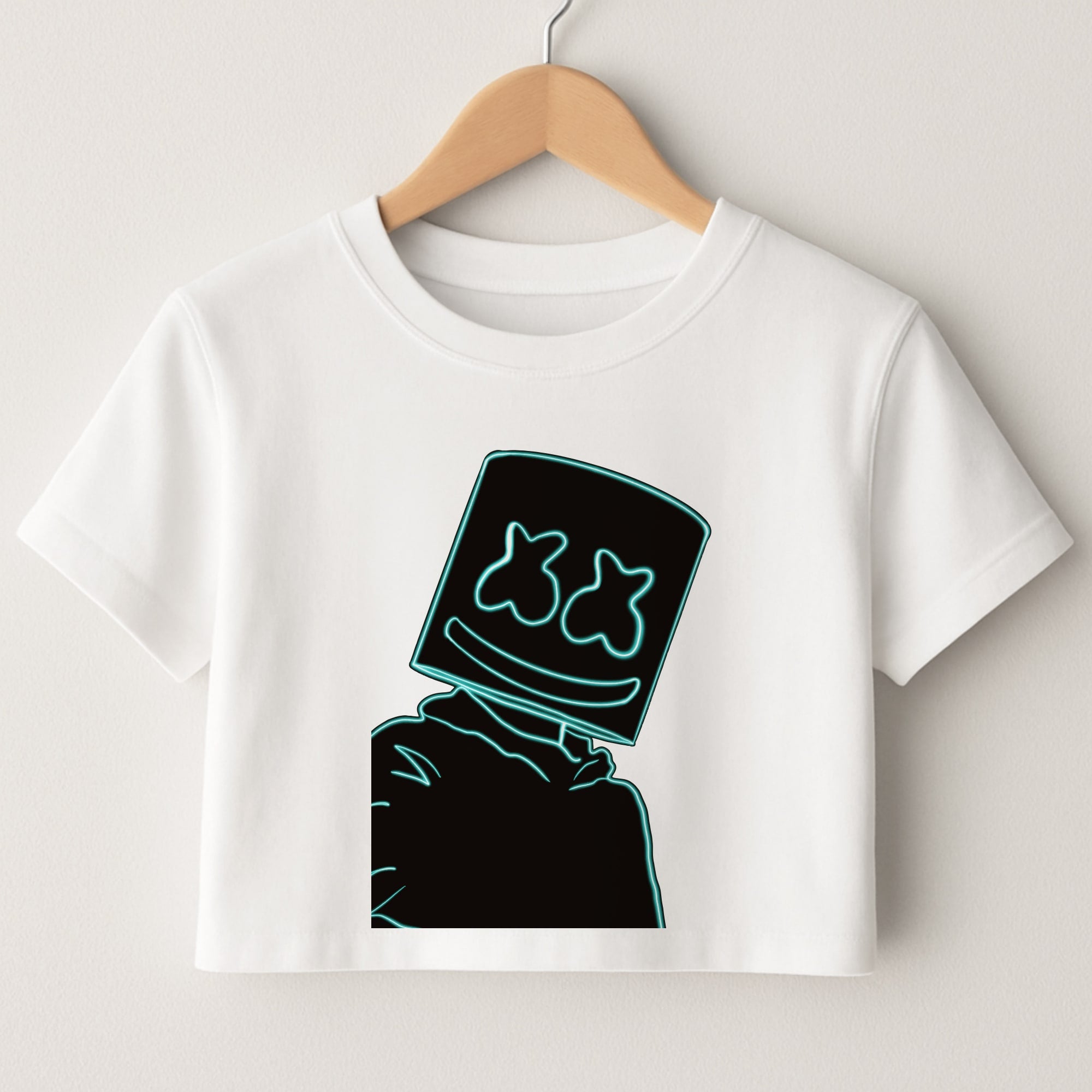 Black White Helmet DJ Neon Crop Top