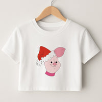 Pig Pattern Christmas Crop Top