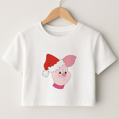Pig Pattern Christmas Crop Top