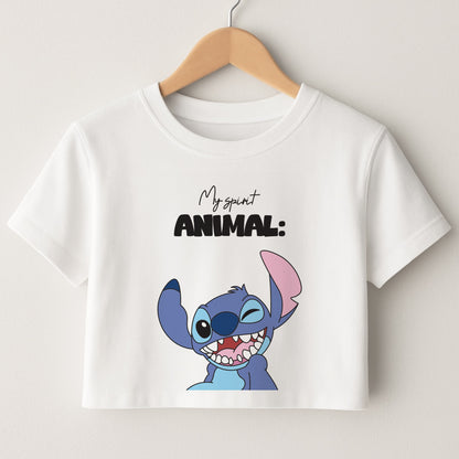 My Sprit Animal Blue Alien Crop Top