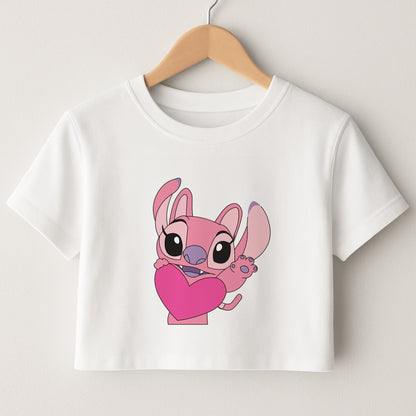 Holding Heart - Pink Alien Crop Top