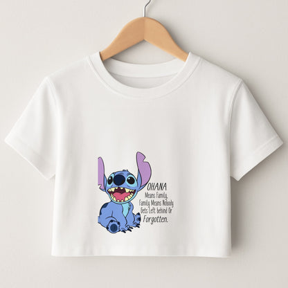 Ohana Means Family - Blue Alien Crop Top