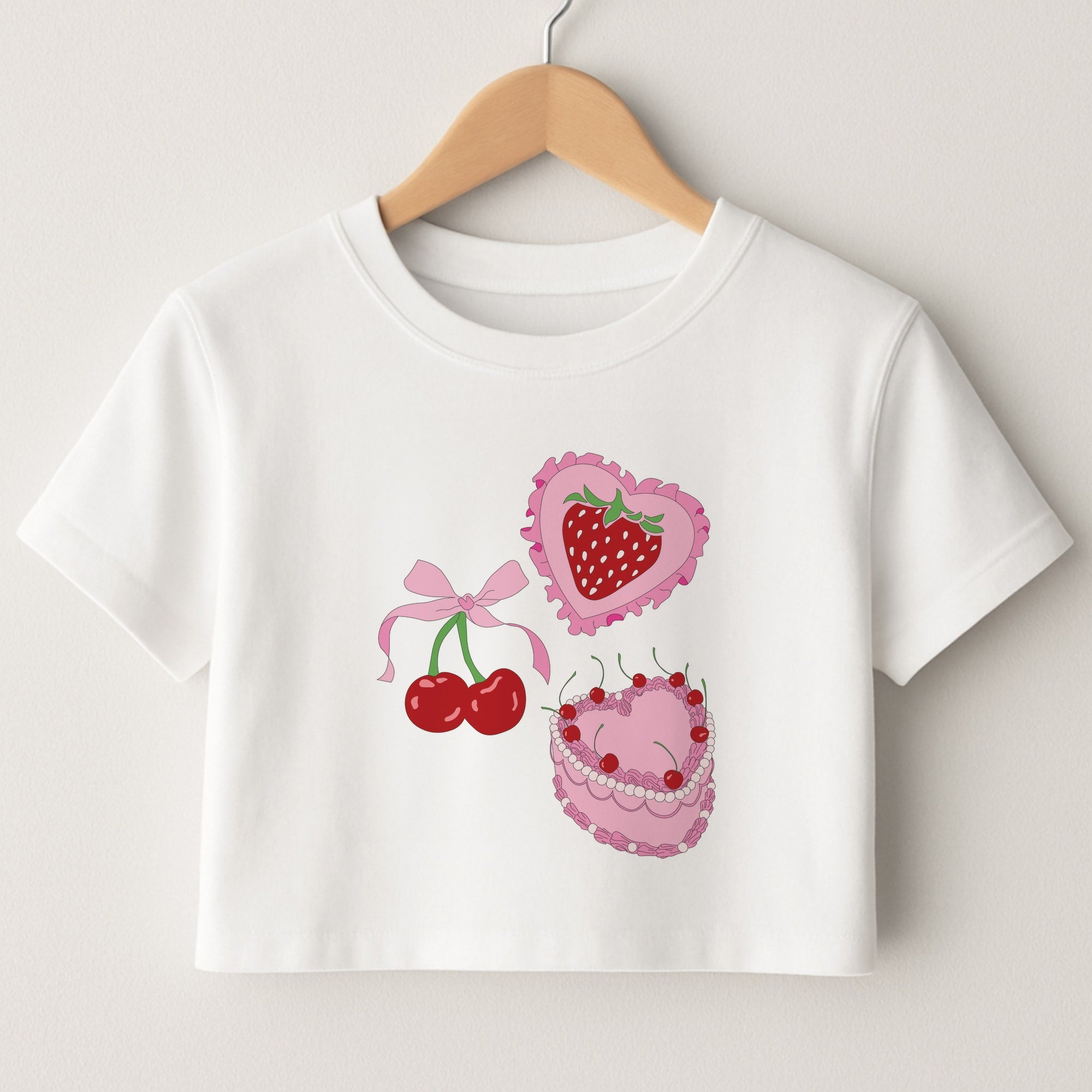 Cherries, Strawberries And Cake - Valentine's Day Crop Top
