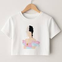 Blue And Pink Dress Crop Top
