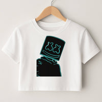 Black White Helmet DJ Neon Crop Top