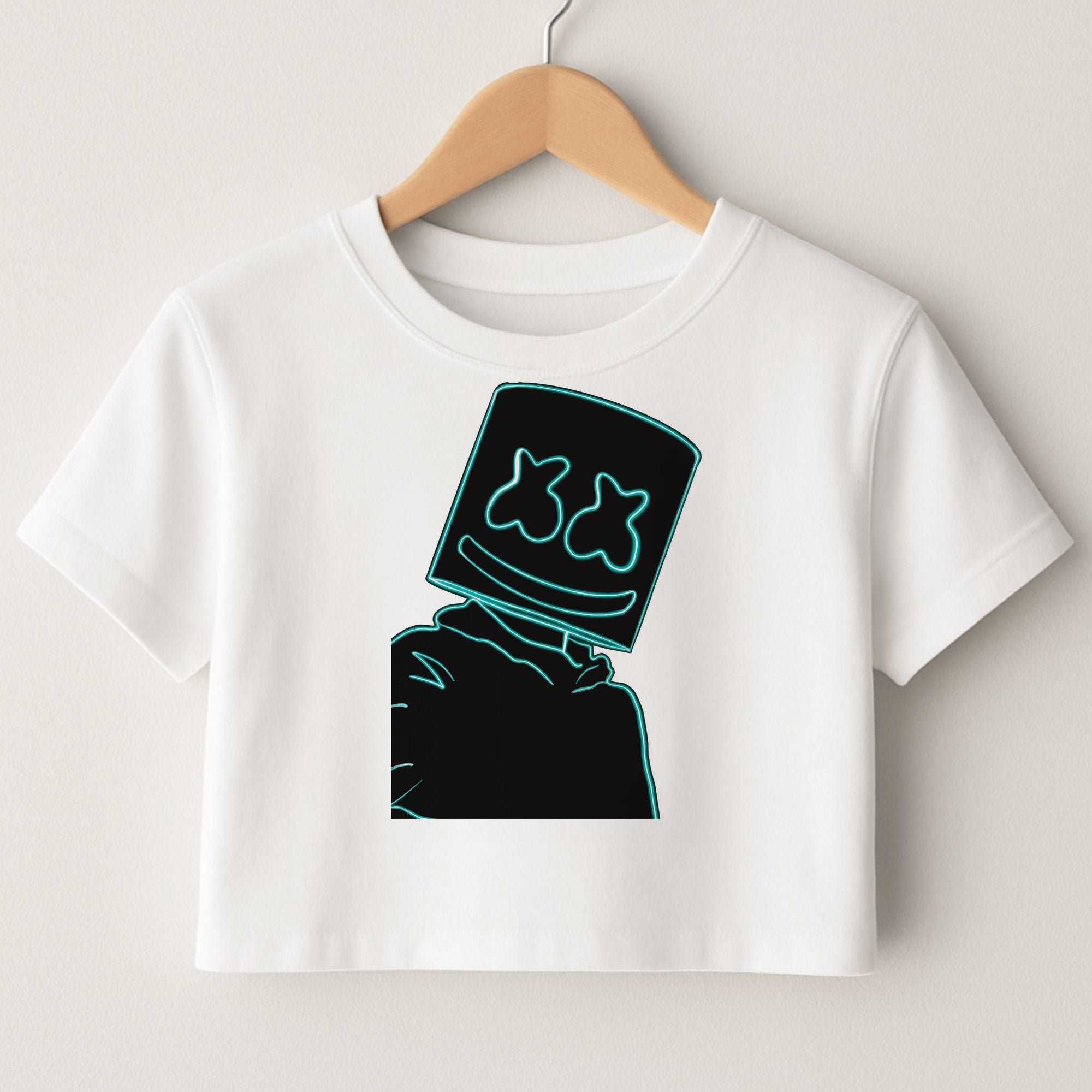 Black White Helmet DJ Neon Crop Top