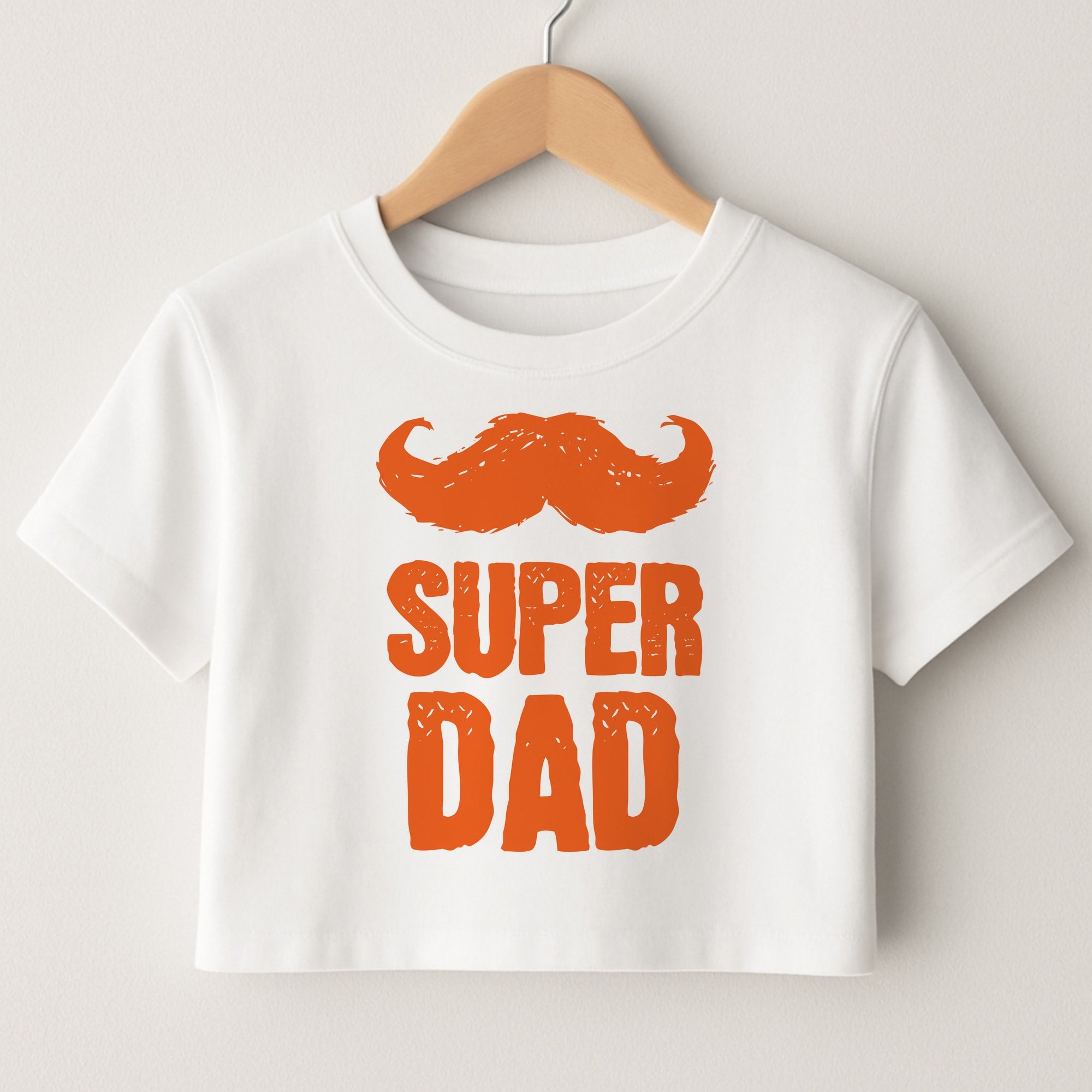 Moustache Super Dad Orange Crop Top