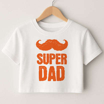 Moustache Super Dad Orange Crop Top
