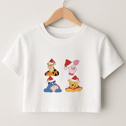 Bear, Tiger, Donkey and Pig Pattern Christmas Crop Top