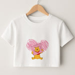 Pooh Heart Drawing Valentine's Crop Top