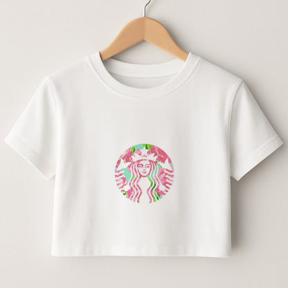 Pink Coffee Logo Crop Top