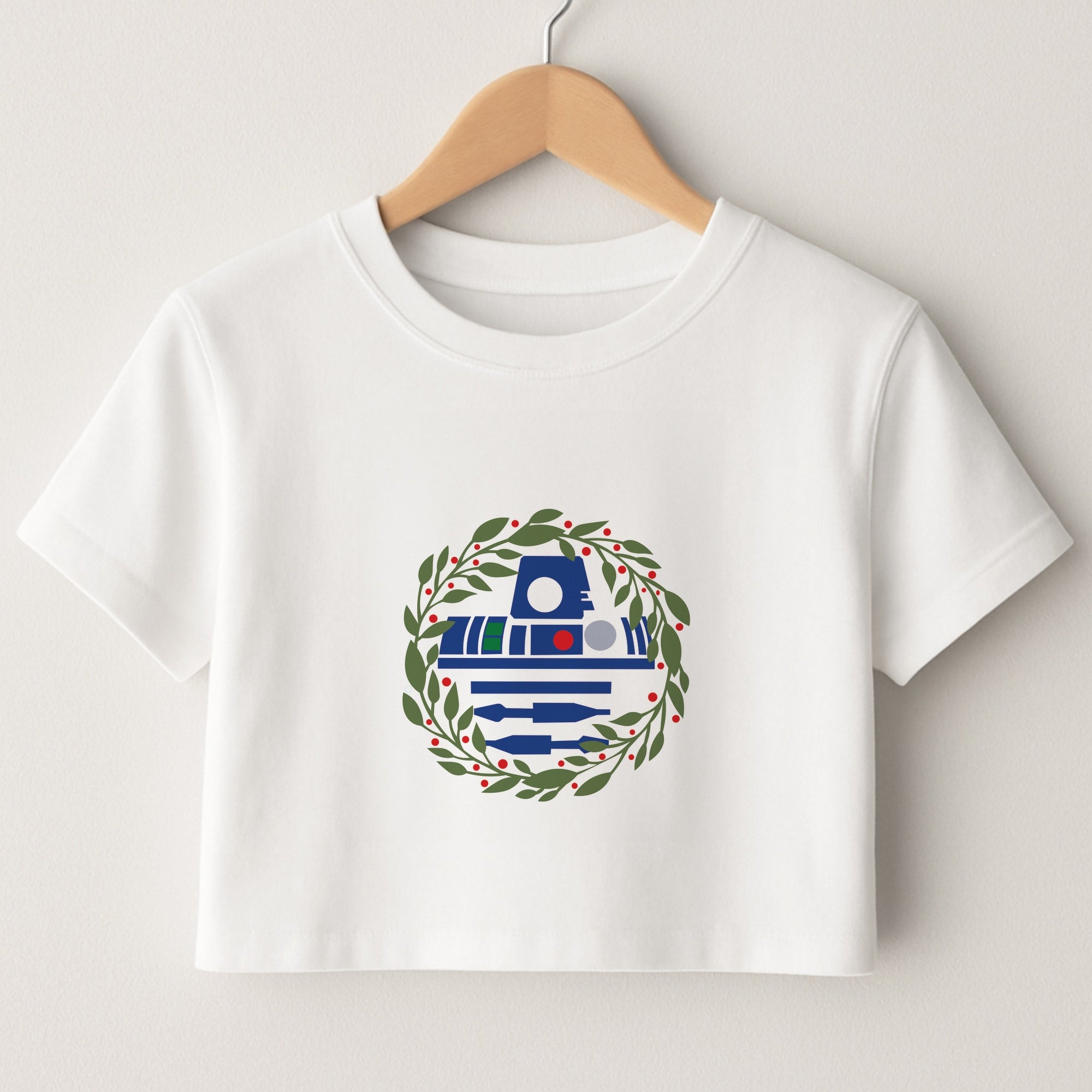 R2D2 Christmas Wreath Crop Top