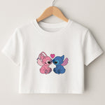 Angel And Blue Alien - Pink Alien Crop Top