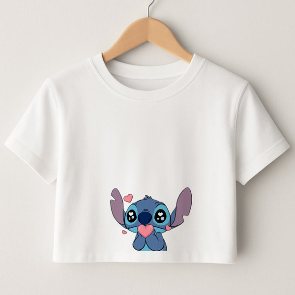 Cute Alien Blue Crop Top
