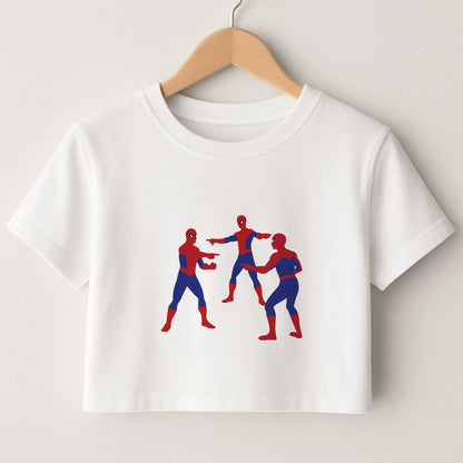 Spider Hero Pointing Meme Crop Top