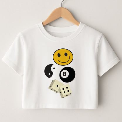 8 Ball Pattern - Skate Aesthetic  Crop Top