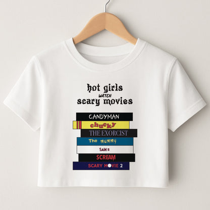 Hot Girls Watch Scary Movies Crop Top