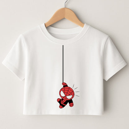 Gray Hanging Spider Hero Crop Top