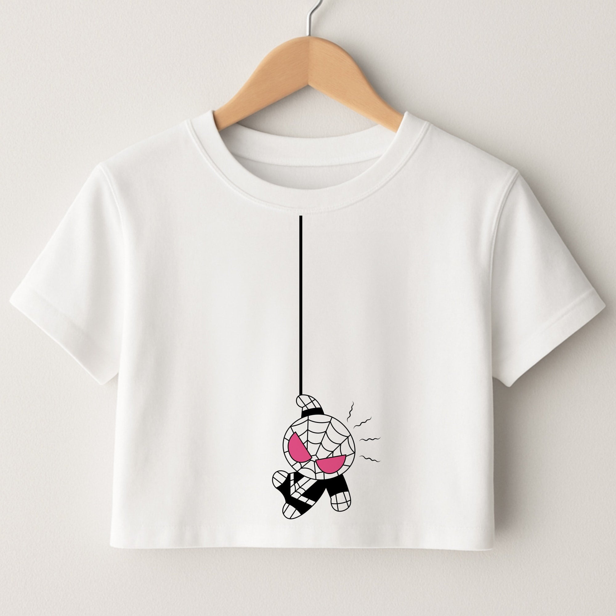 Pink Hanging Spider Hero  Crop Top