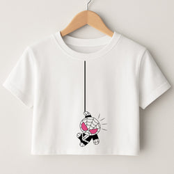 Pink Hanging Spider Hero  Crop Top