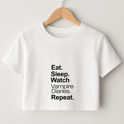 Eat Sleep Watch VPD Repeat Crop Top
