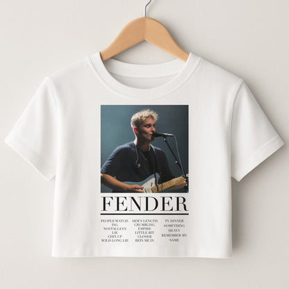 Fender Orange Song List Crop Top