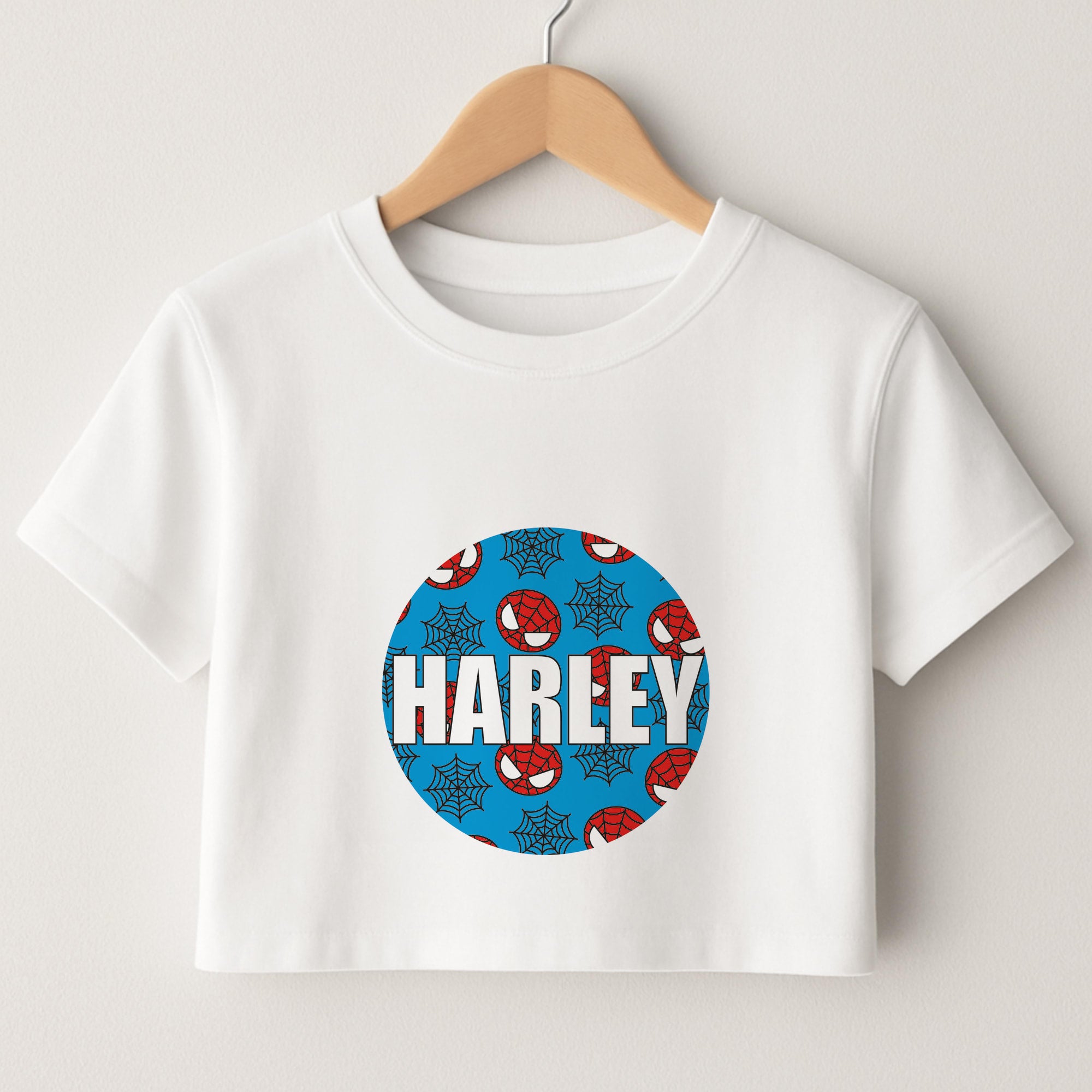 Spiderman And Webs - Personalised Superhero Comic Crop Top