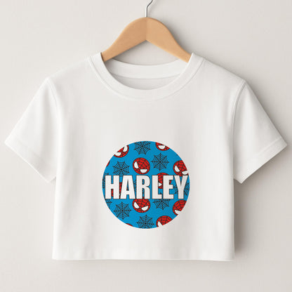 Spiderman And Webs - Personalised Superhero Comic Crop Top