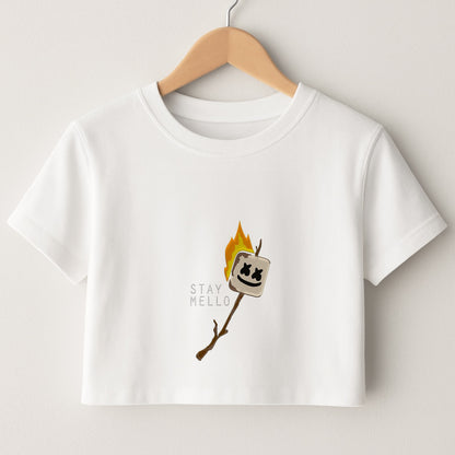 Stay Mello White Helmet DJw - White Helmet DJ Crop Top