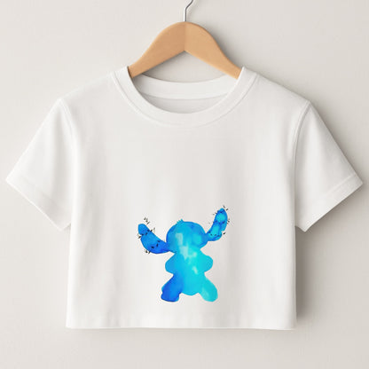 Watercolour Blue Alien Disney Crop Top