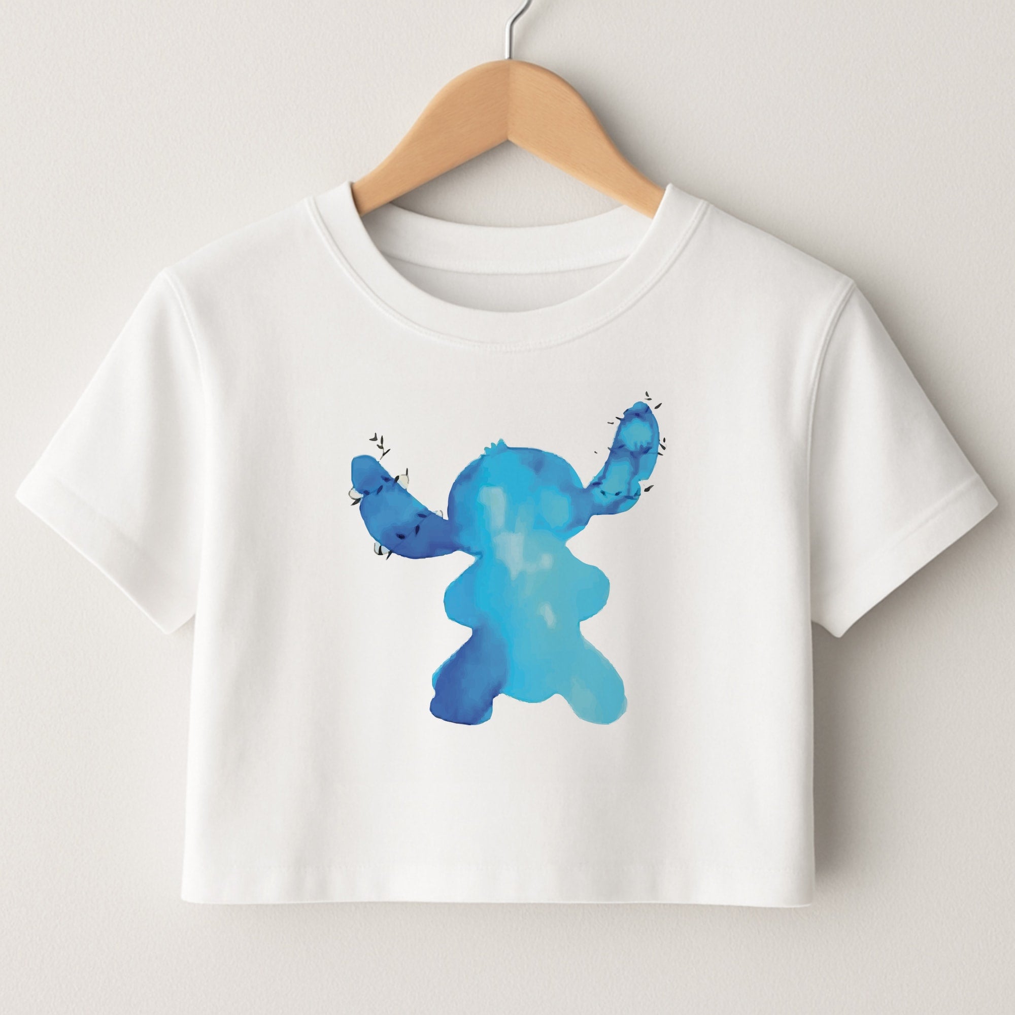 Watercolour Blue Alien Disney Crop Top