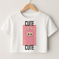 Cute Pink Monster Crop Top