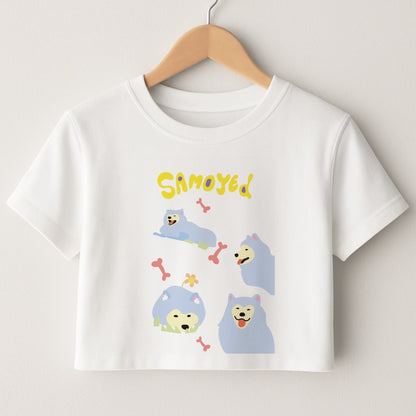 Samoyed - Dog Patterns Crop Top