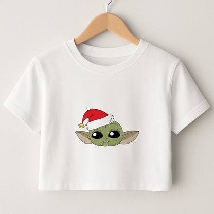 Baby Yoda Christmas Pattern Crop Top