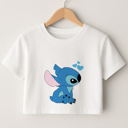 Blue Hearts Alien Blue Valentine's Crop Top