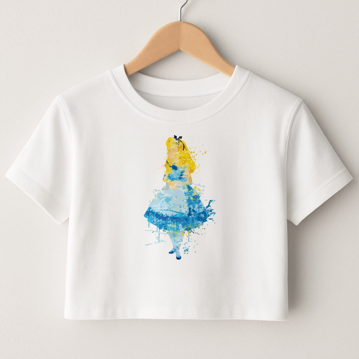 Watercolour Alice in Wonderland Fairytale Crop Top