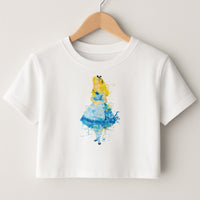 Watercolour Alice in Wonderland Fairytale Crop Top