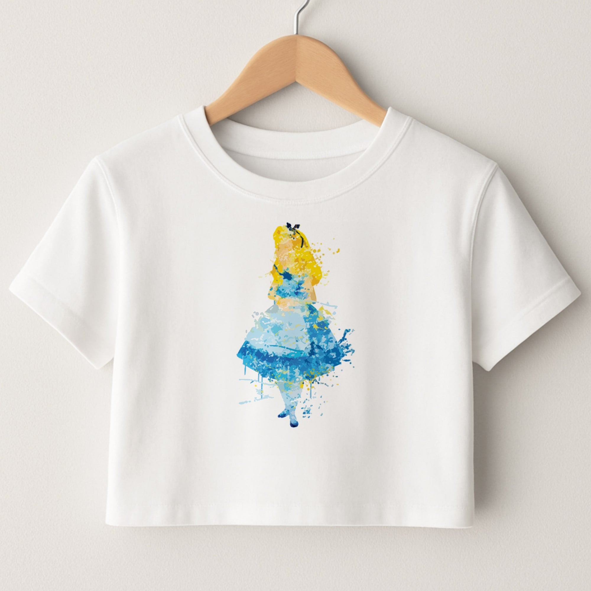 Watercolour Alice in Wonderland Fairytale Crop Top