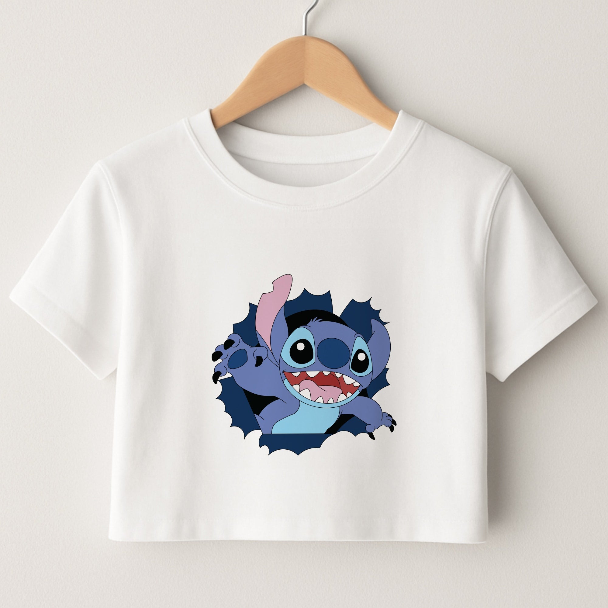 Torn Blue Alien Crop Top