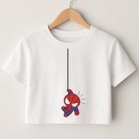 Blue Hanging Spider Hero Crop Top