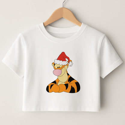 Tiger Pattern Christmas Crop Top