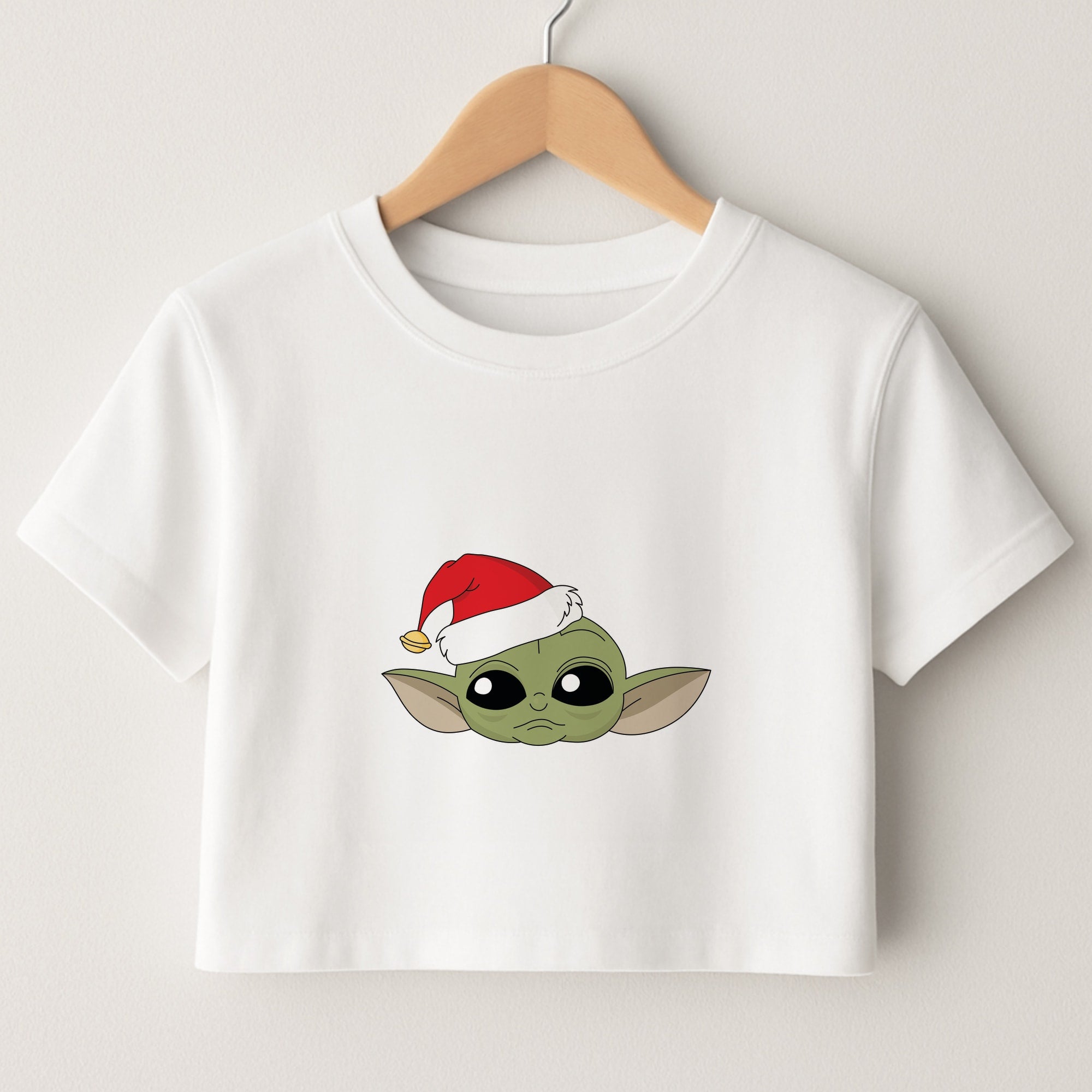 Baby Yoda Christmas Pattern Crop Top