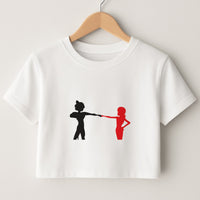 Red And Black Crop Top