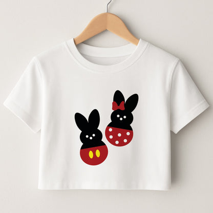 Mouse Peeps Pattern Crop Top