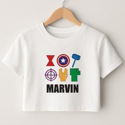 Icon Pattern - Personalised Superhero Comic Crop Top