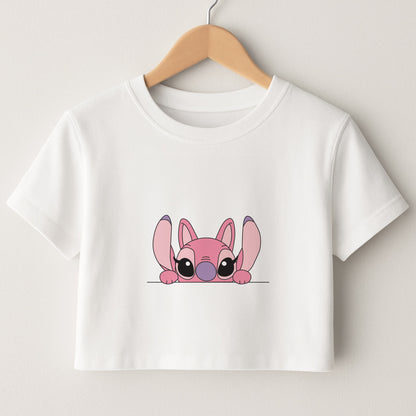 Angel Leaning - Pink Alien Crop Top