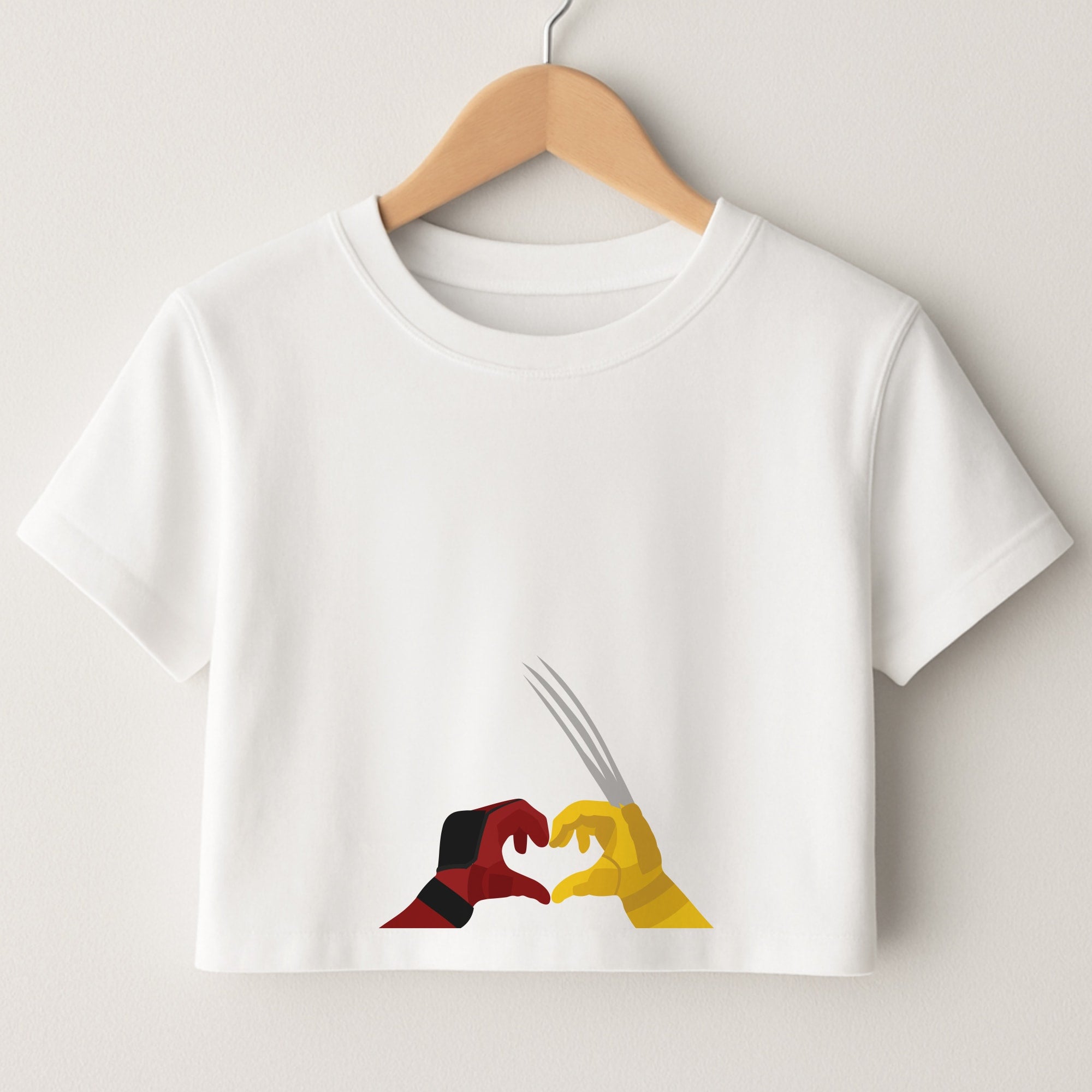 Red And Yellow Heroes Love Heart Crop Top