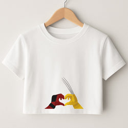 Red And Yellow Heroes Love Heart Crop Top